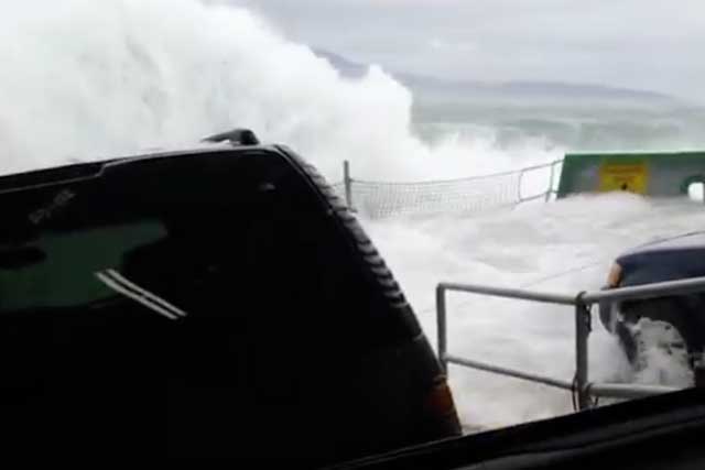Ferry Hit By Massive Waves