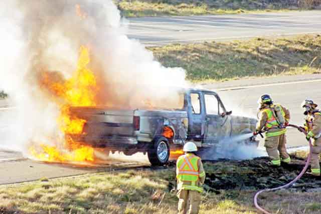 Truck Engulfed By Flames
